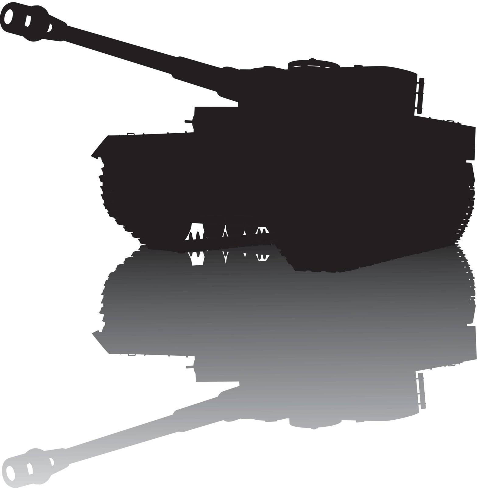 WW2 tank vector silhouette with reflection