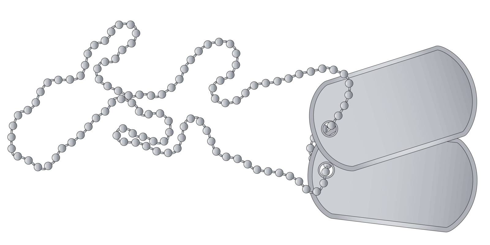 A set of military dog tags with chain