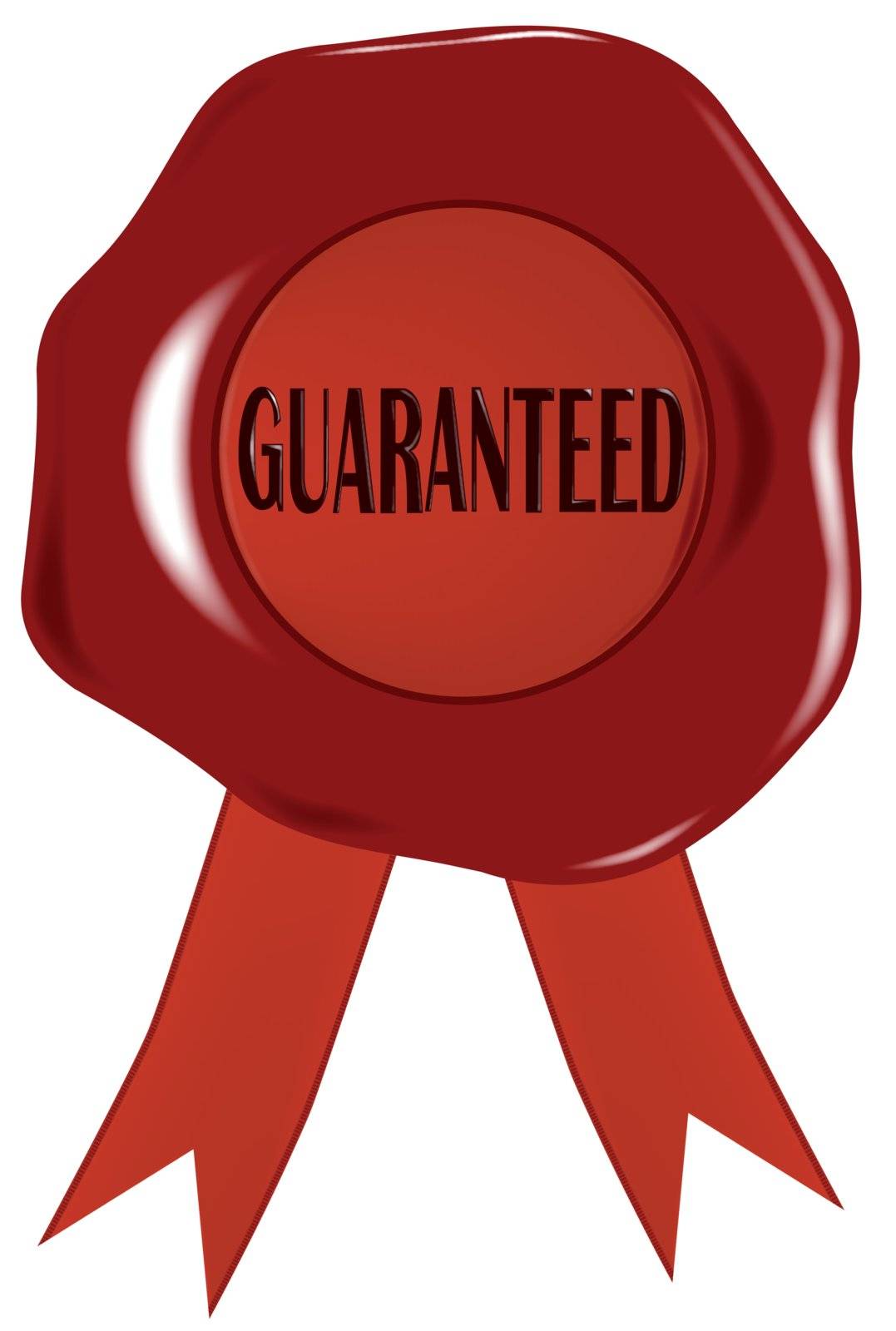A wax seal with the word 'GUARANTEED' embosed.