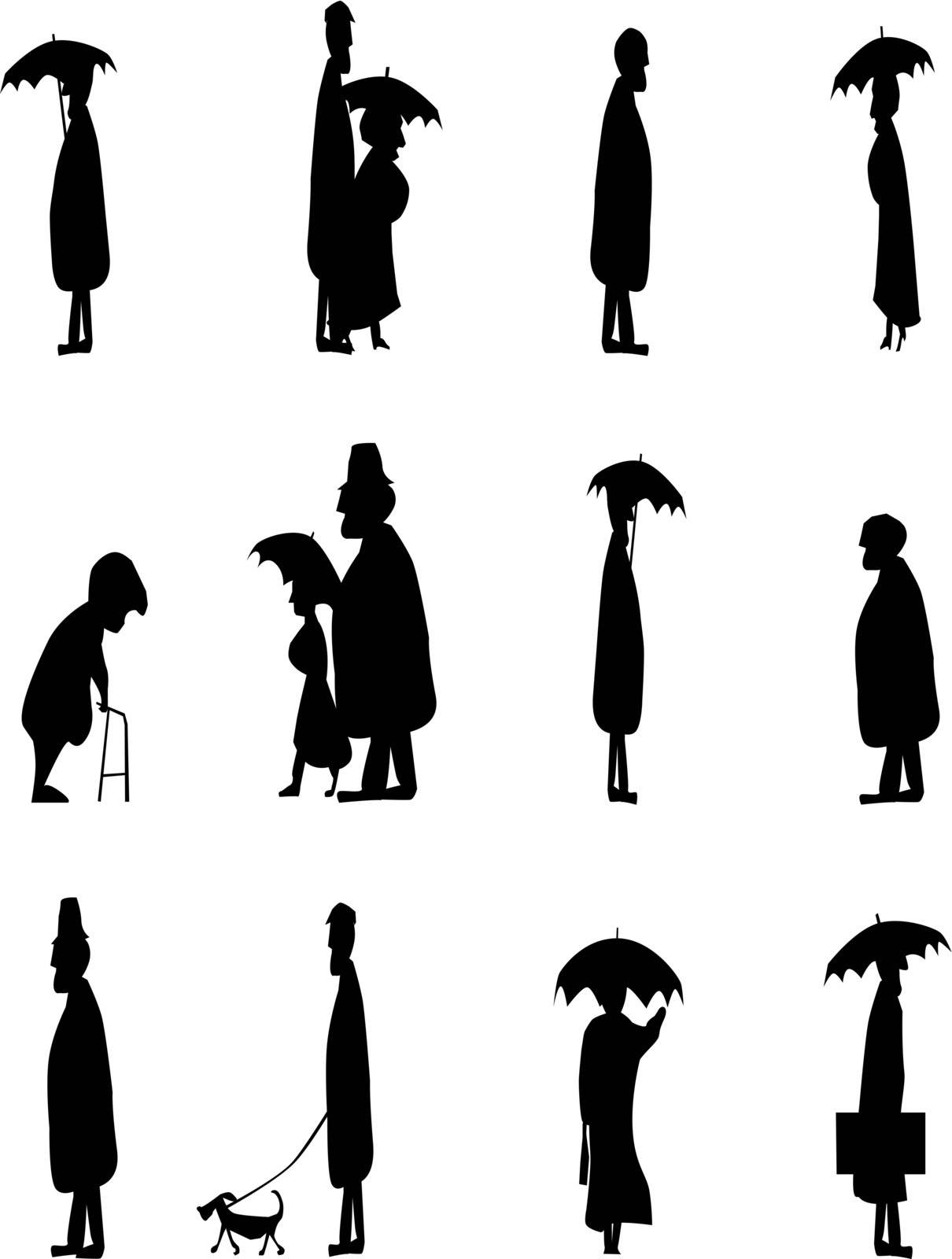 A set of silhouettes of senior citizens.