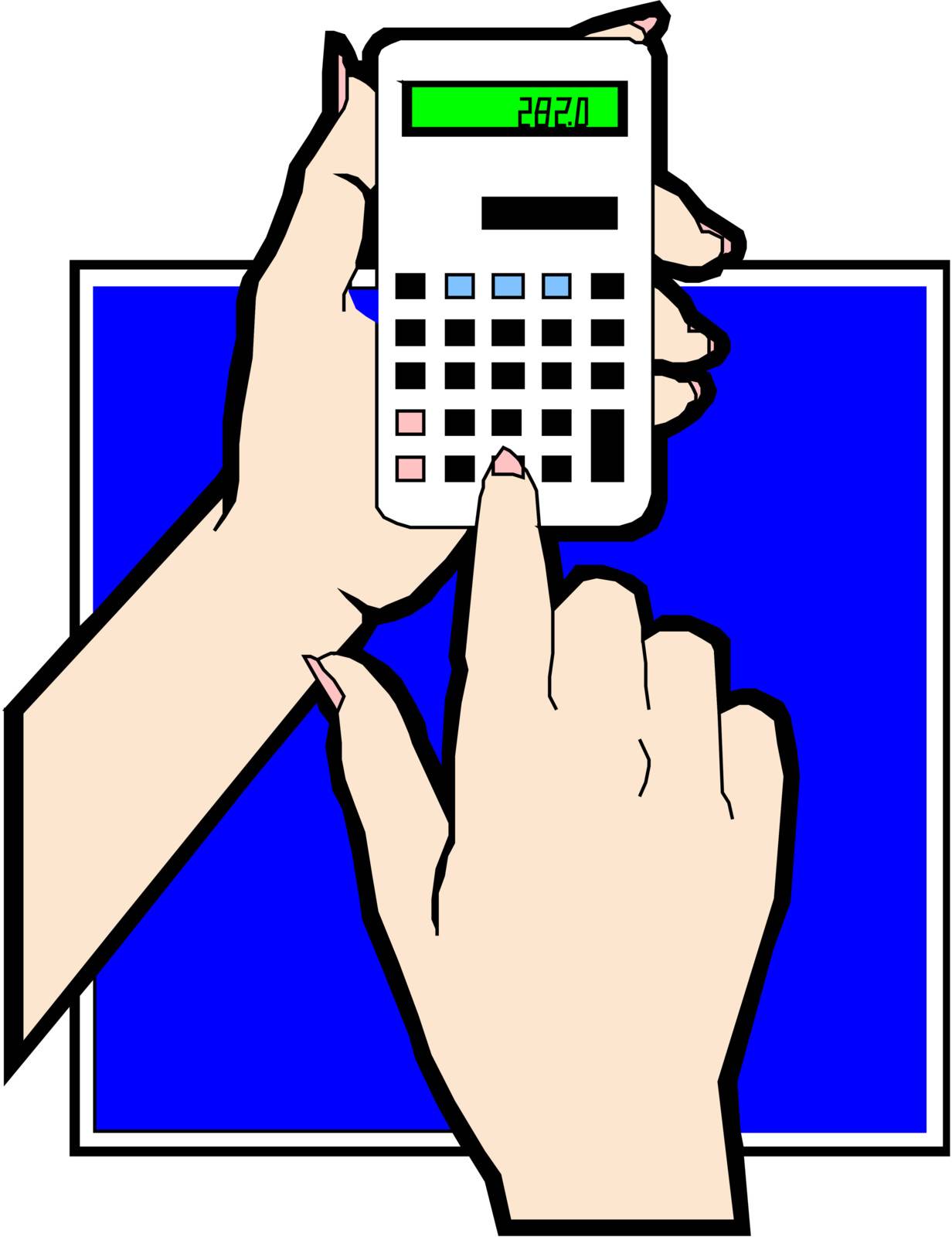 Mens hands  with Calculator