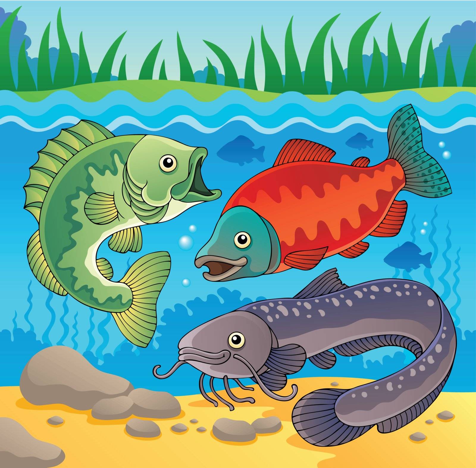 Freshwater fish theme image 3 - vector illustration.