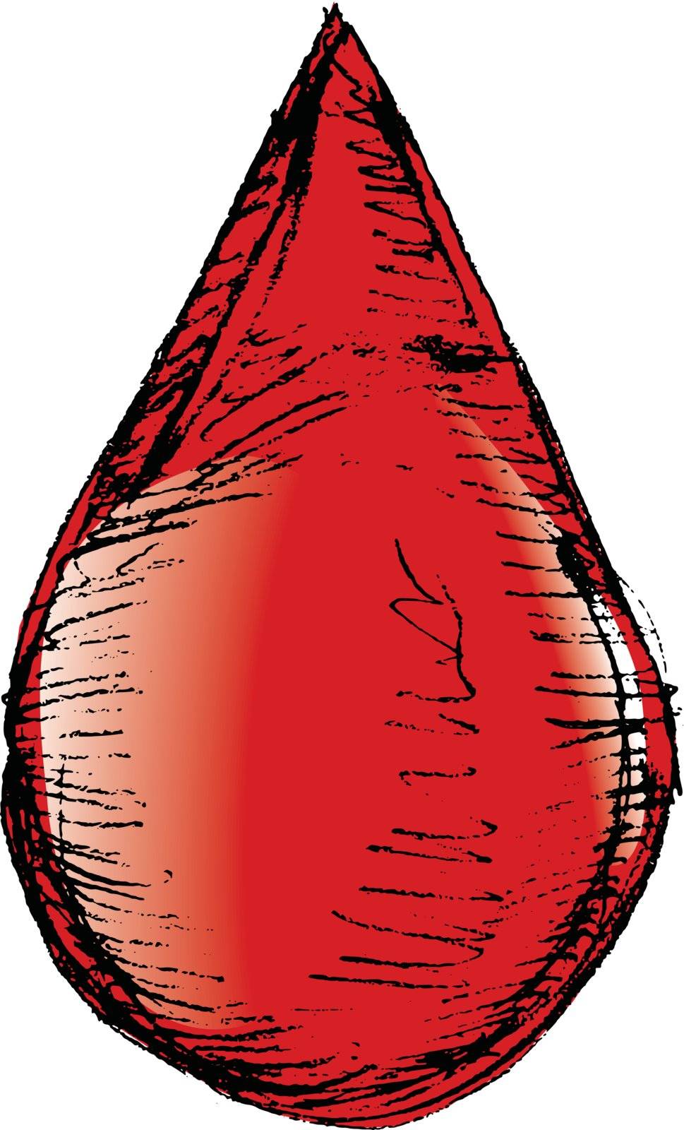 hand drawn, sketch illustration of drop of blood