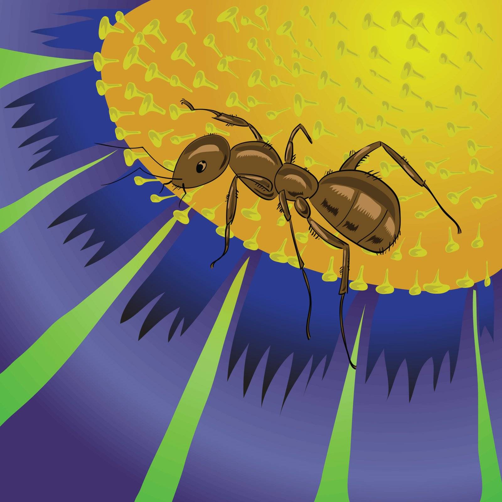 colorful illustration with ant and flower  for your design