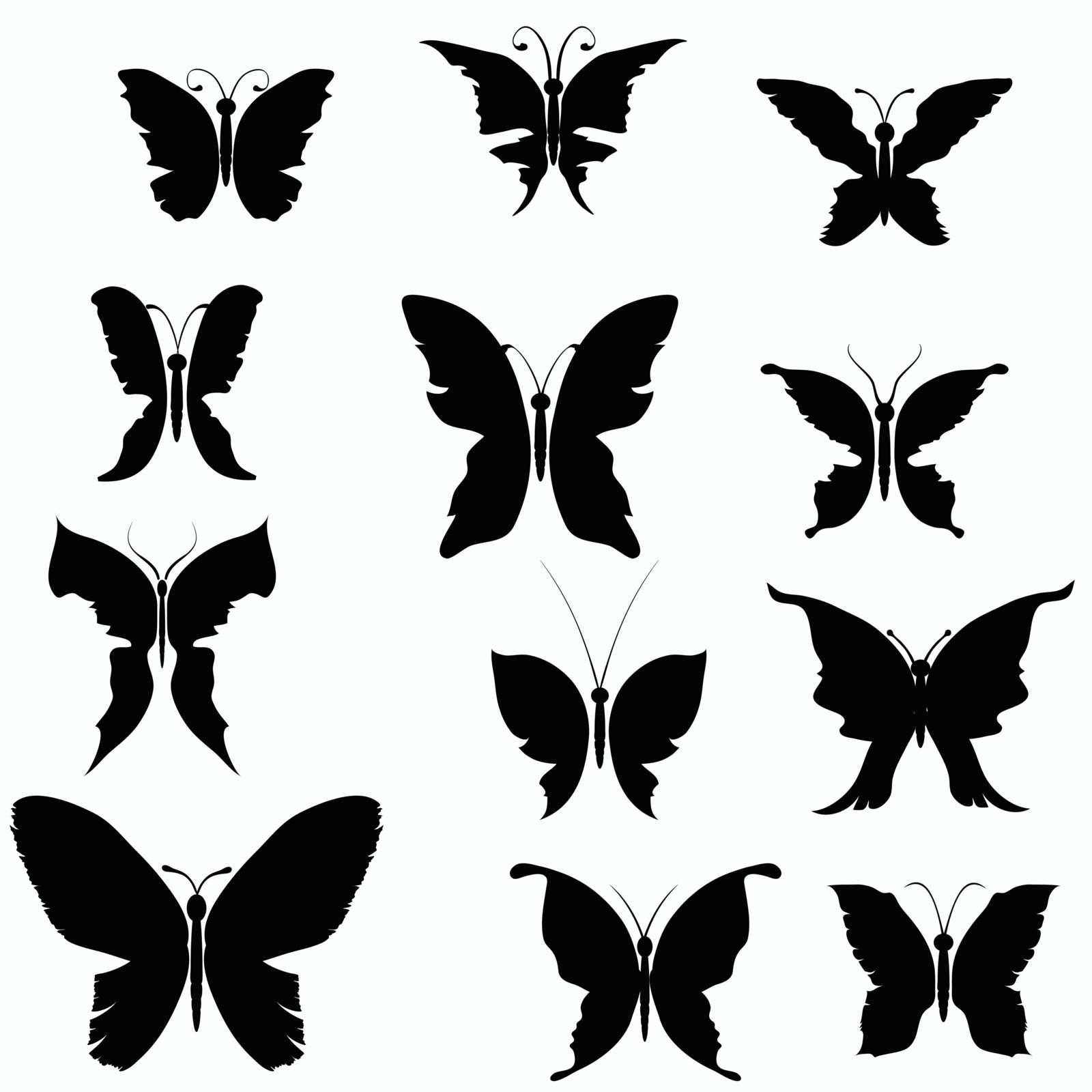 black silhouettes of butterflies  for your design
