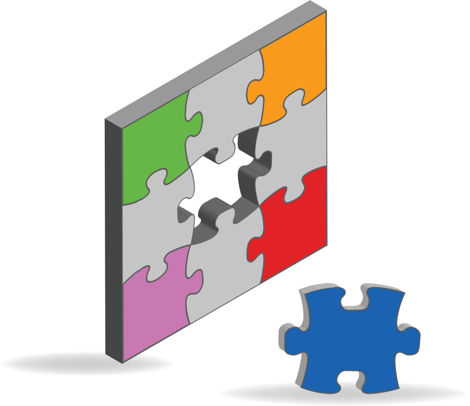 illustration of puzzle solution various colors in it