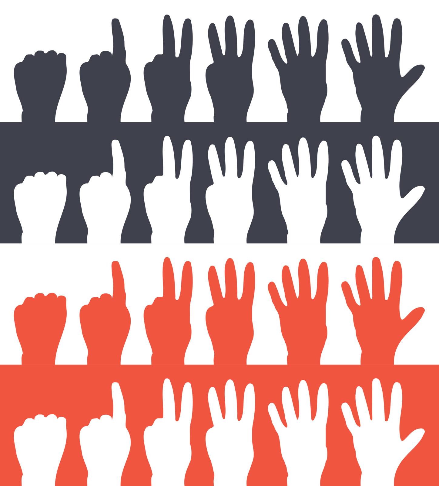 vector illustration of hands of counting from zero to five
