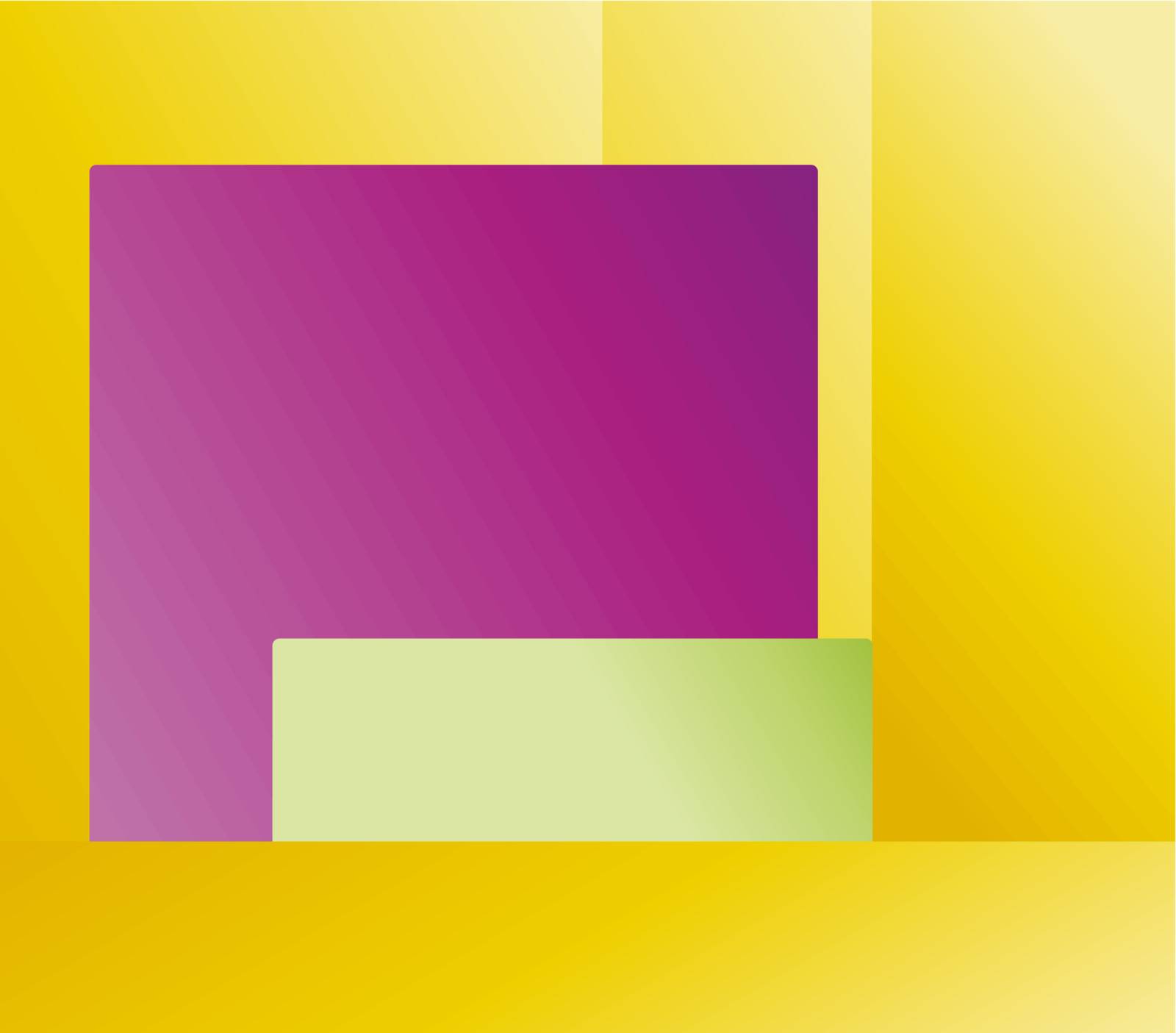 Abstract yellow, green and purple square background.