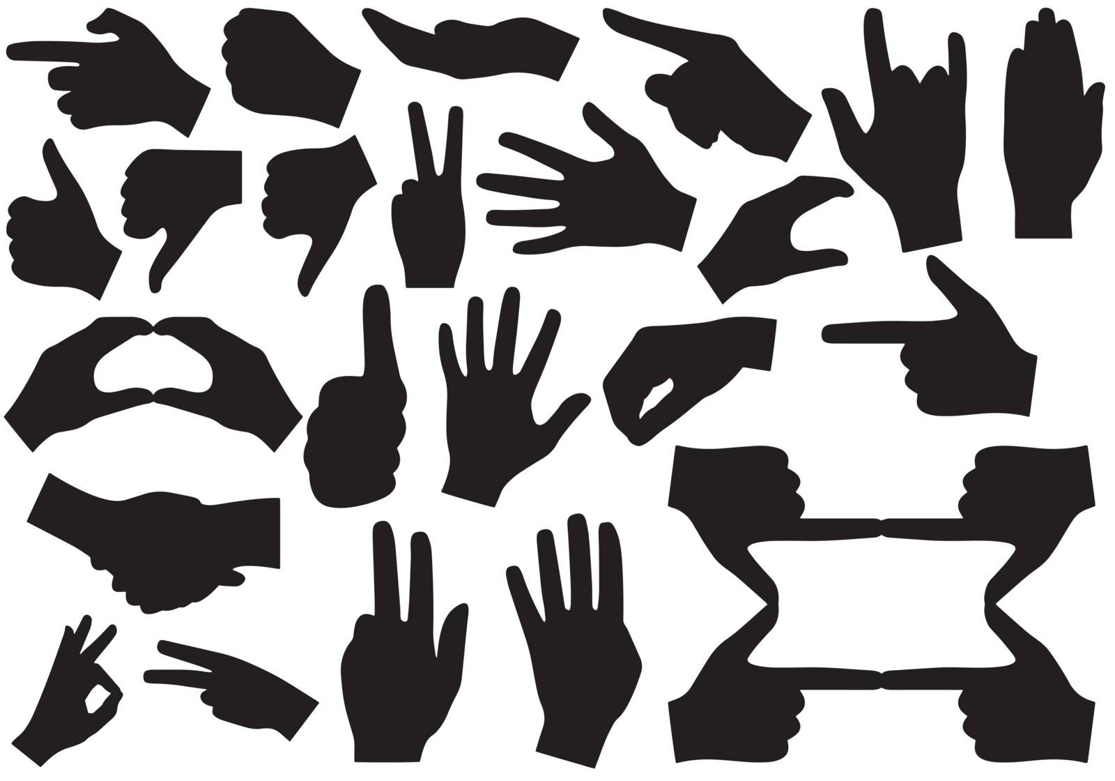 Illustration of gesticulation hands on white background