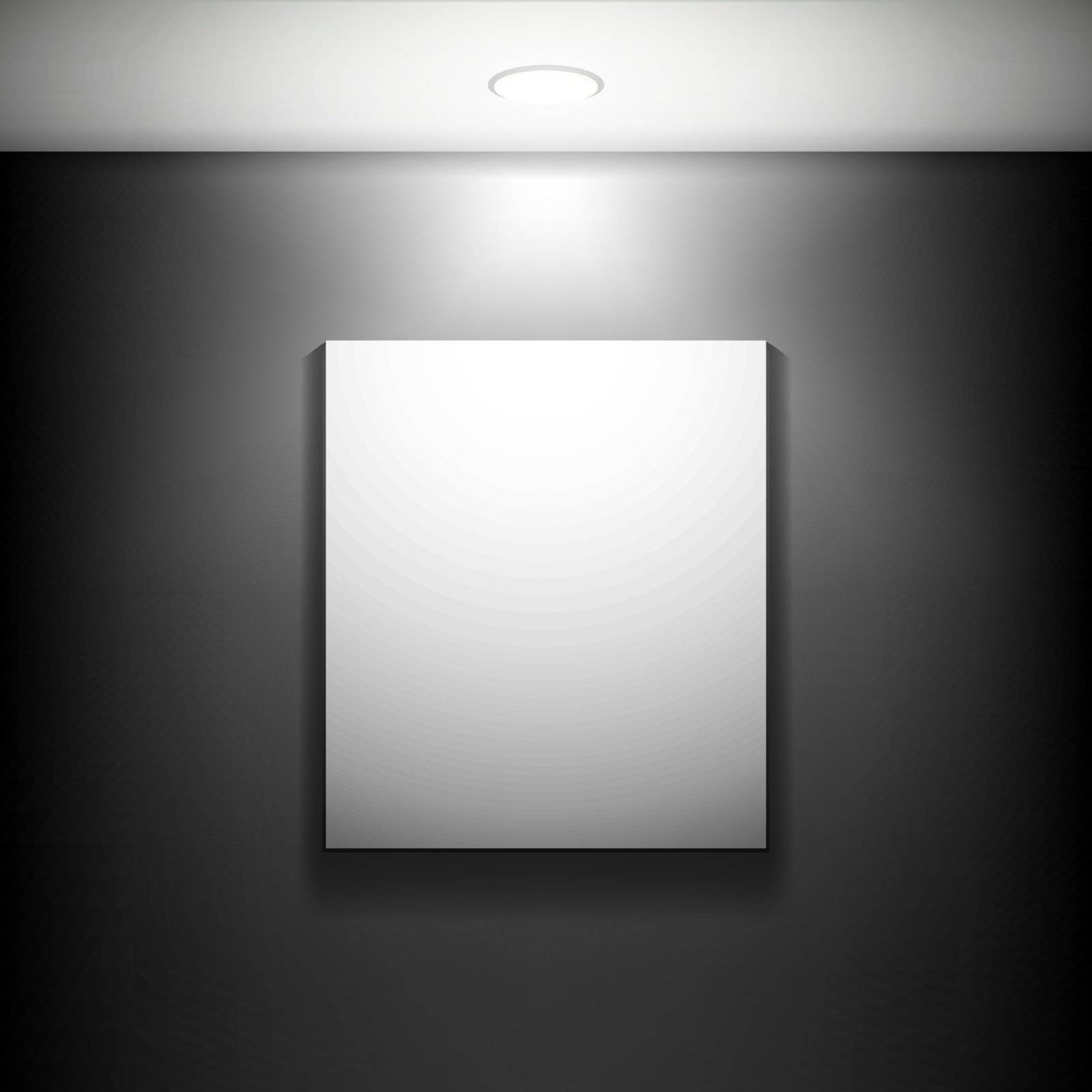 The white frame on a wall.