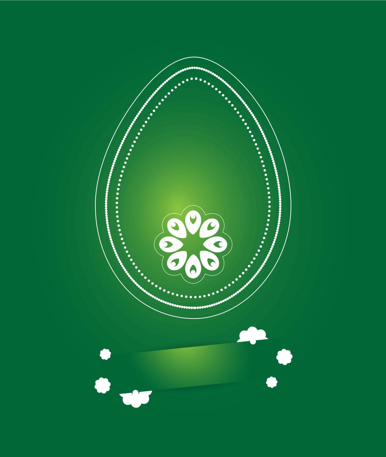 Folklore style Easter egg with green background.