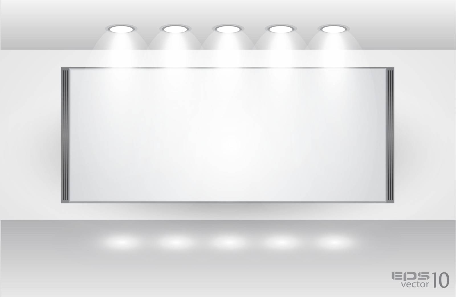 Showroom for product with LED spotlights and place for text or image