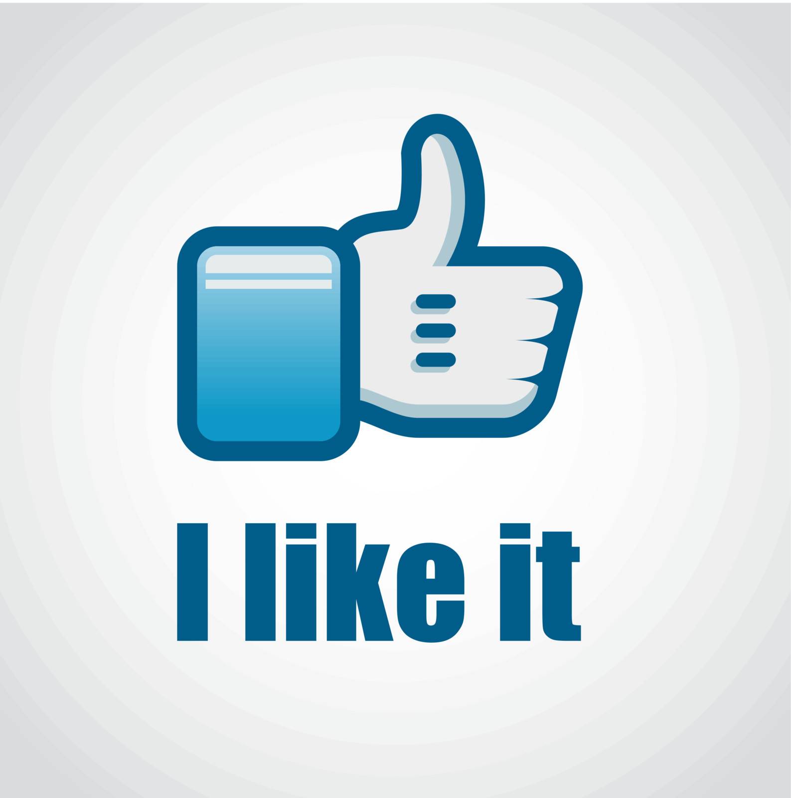 Social Network "like it" hand button with soft blue tones and clean shape. Idea to share or appreciation buttons.