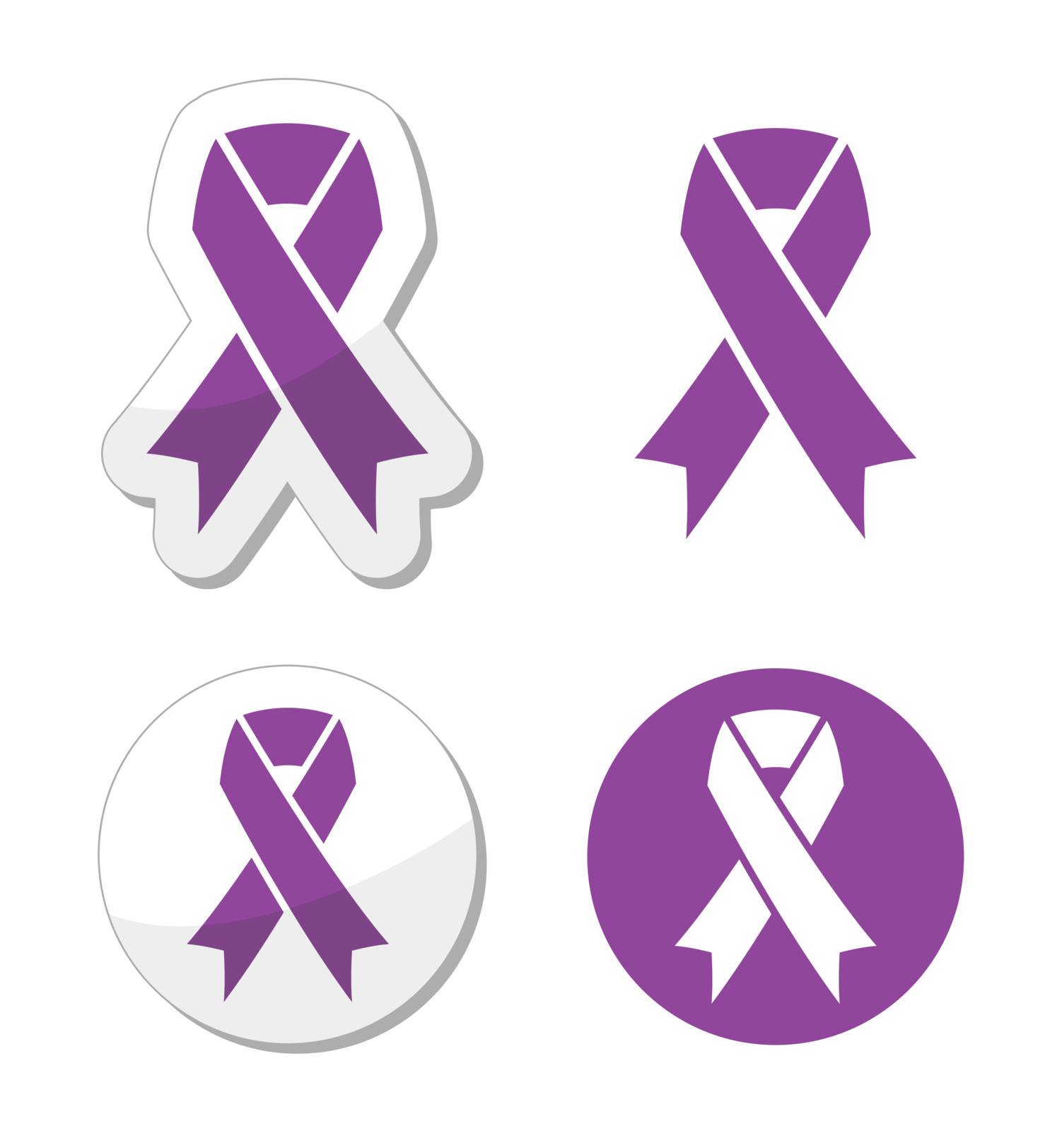 Purple ribbon - pancreatic cancer, testicular cancer, domestic violence awereness symbol by RedKoala