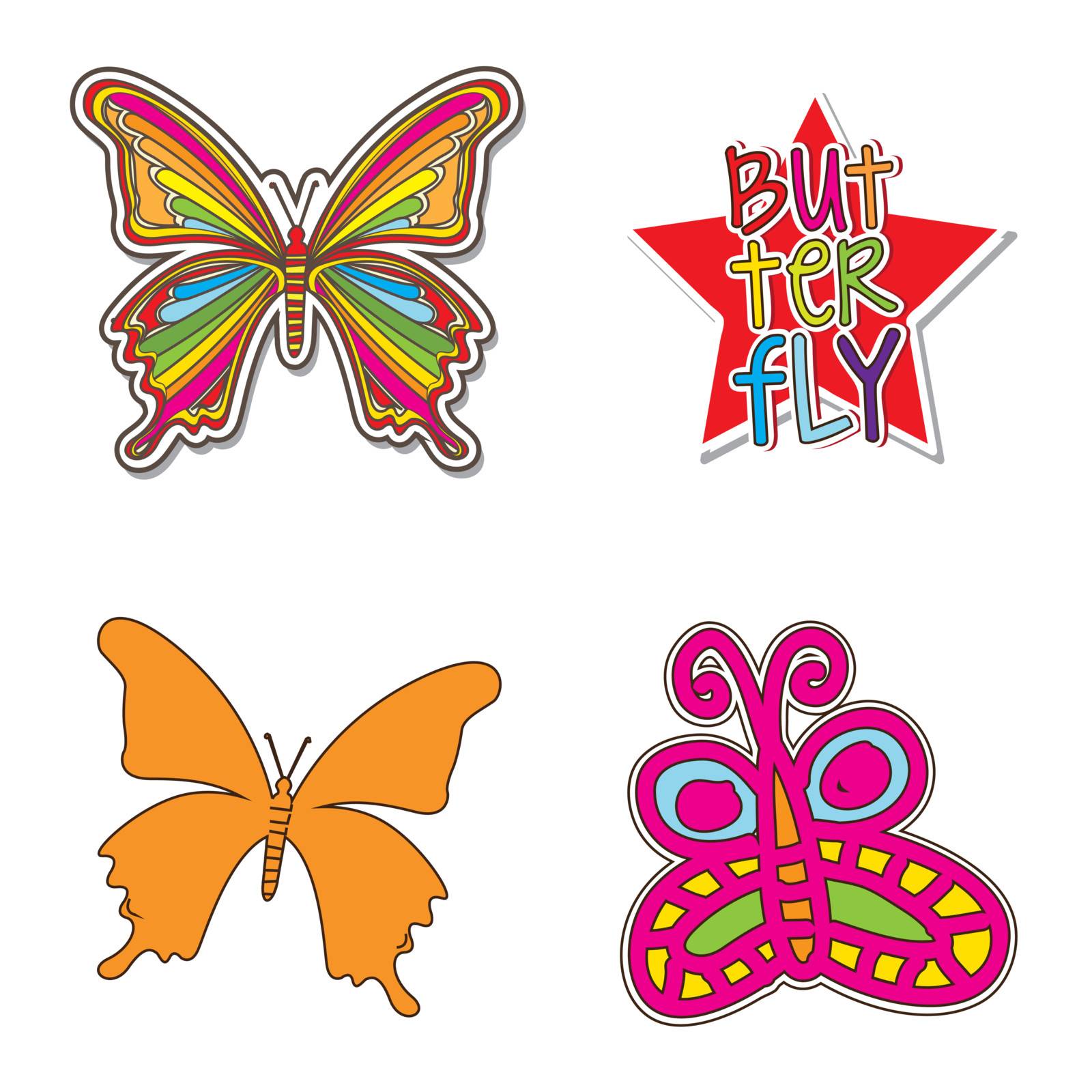 colorful butterflies over white background. vector illustration