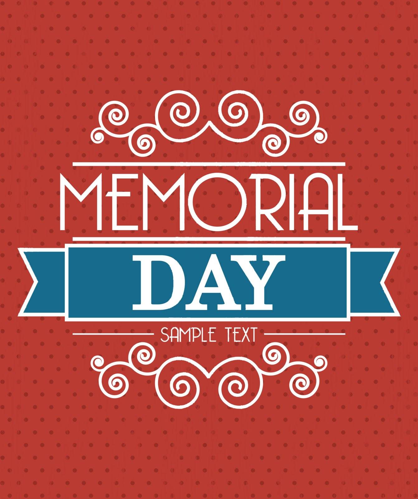 memorial day card over red background. vector illustration
