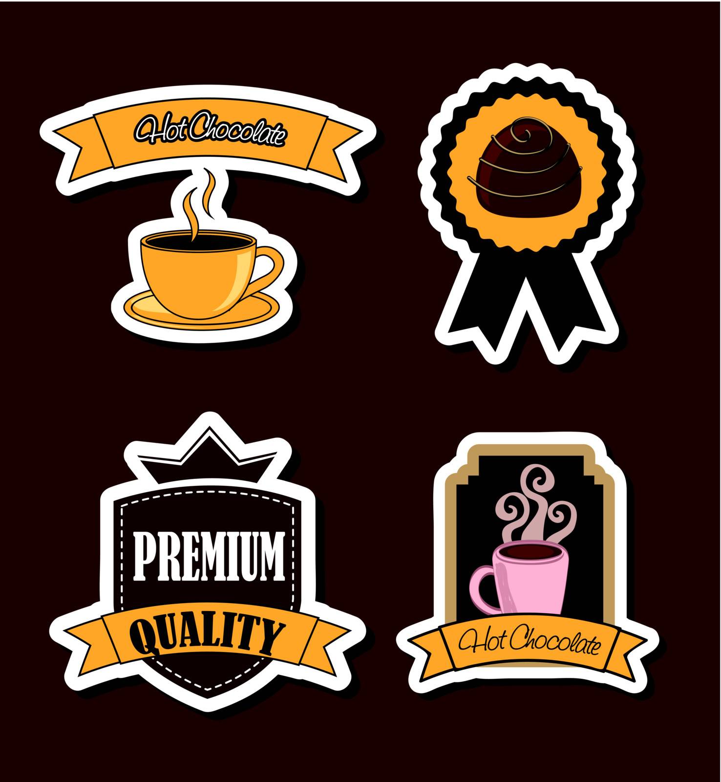 chocolate labels over brown background. vector illustration