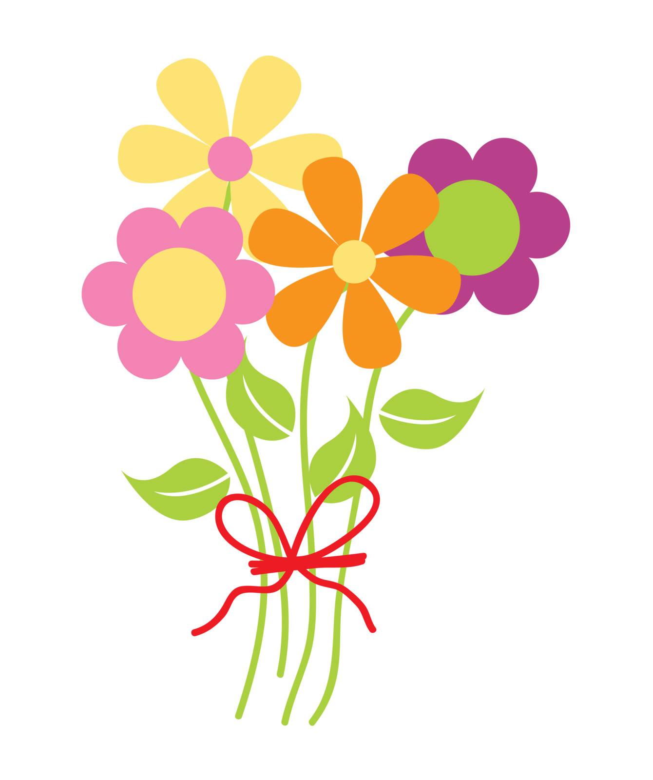 bouquet flowers over white background. vector illustration