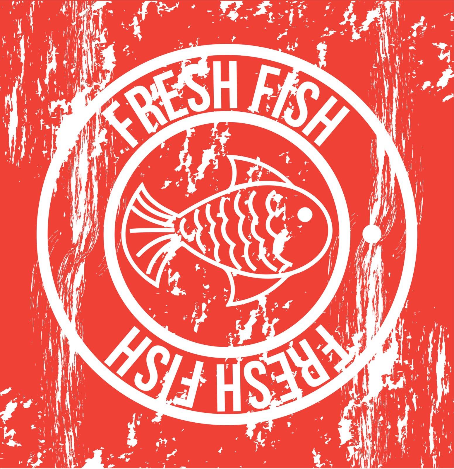 fresh fish seal over red background. vector illustration