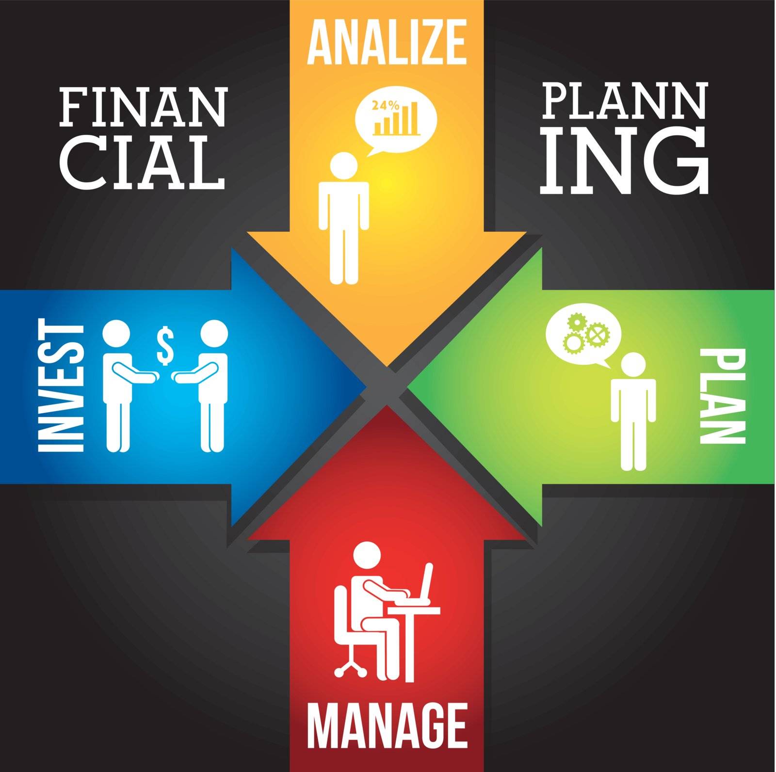 financial planning illustration over black background. vector