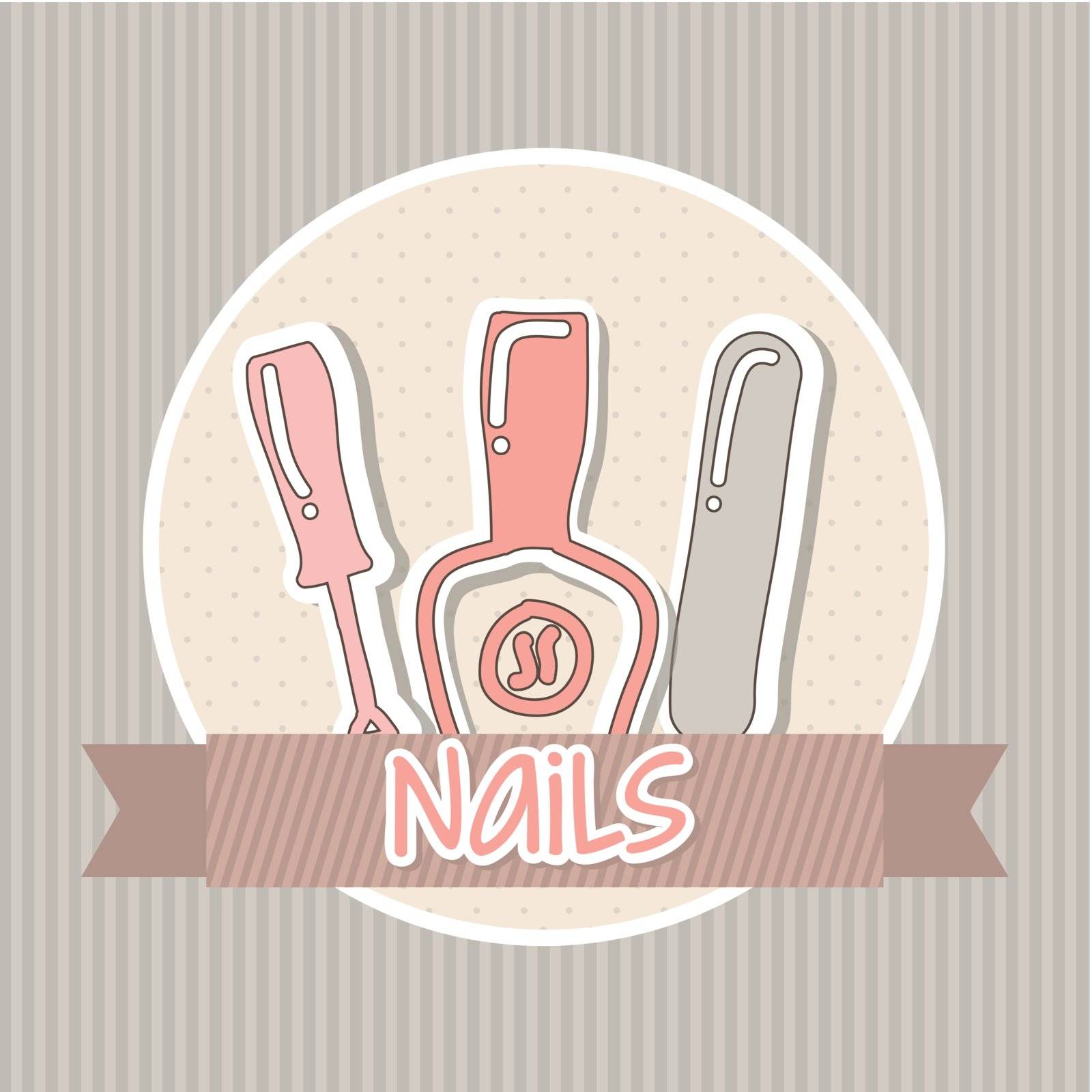 manicure and pedicure set with pink colors. vector illustration