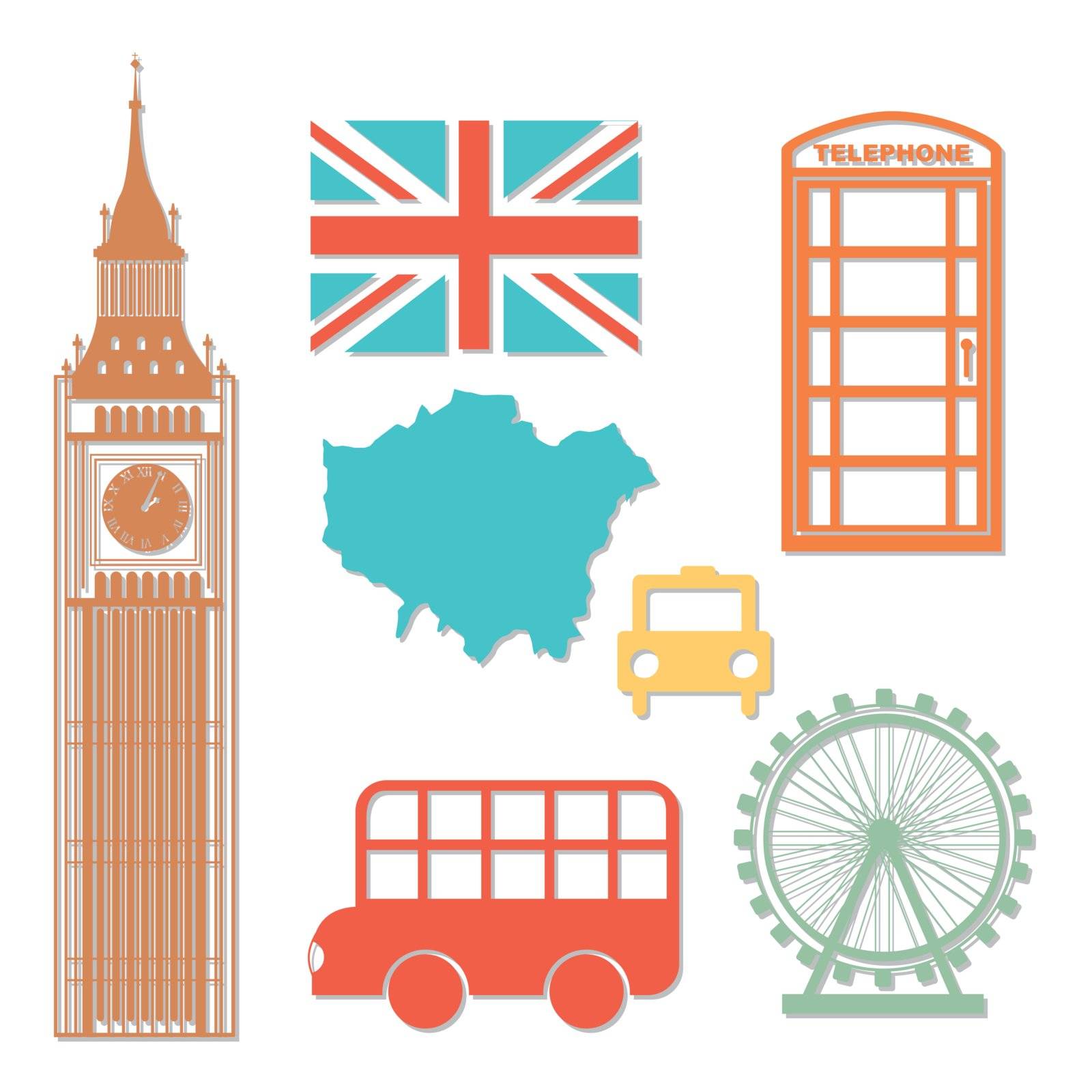 london elements over white background. vector illutration