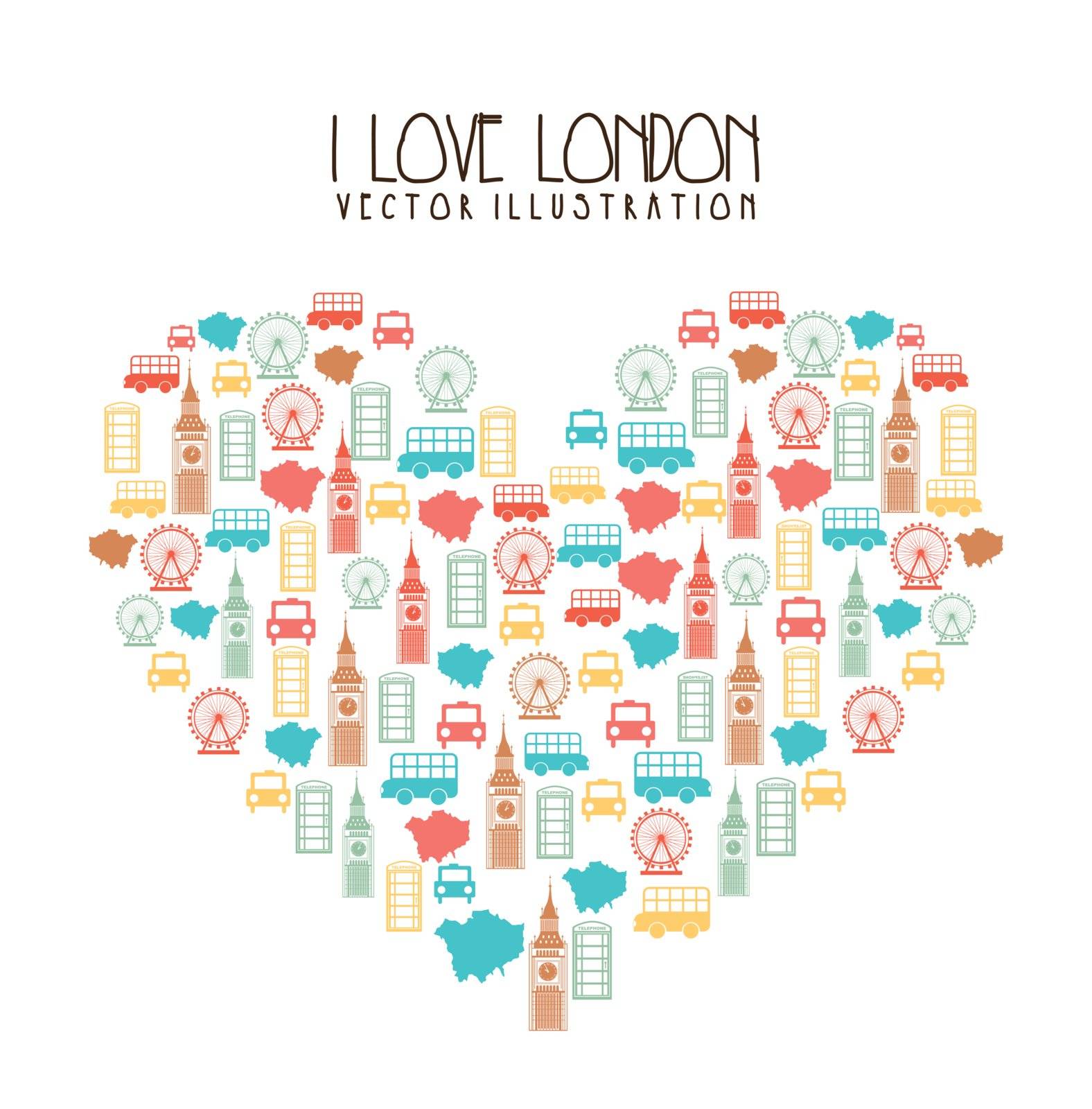 elements heart shaped london over white background. vector