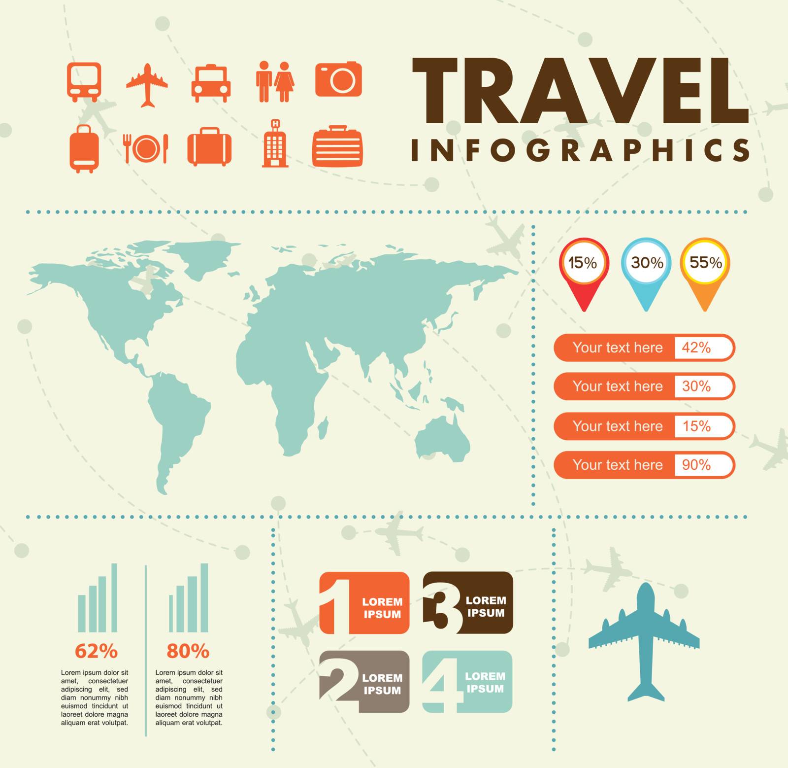 infographics set with different elements . vector illustration