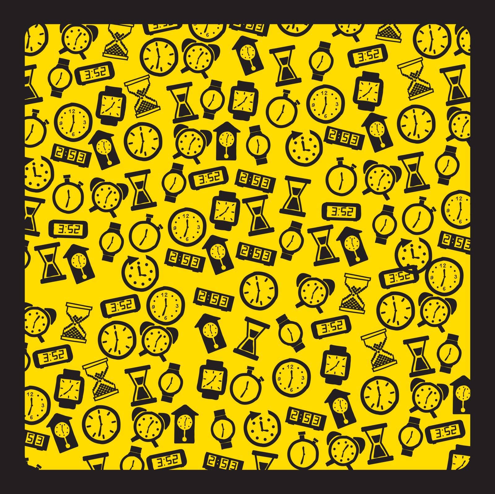 clock icons over yellow background. vector illustration