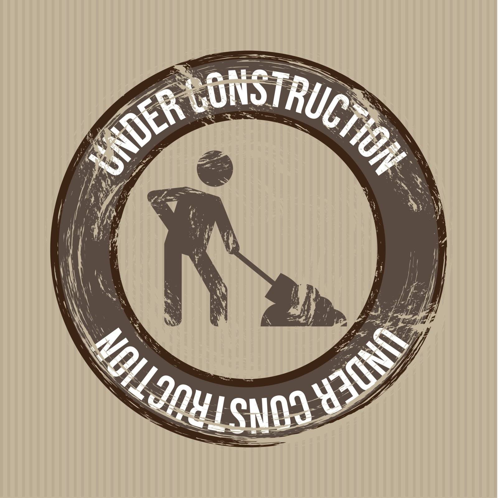 under construction sign over brown background. vector