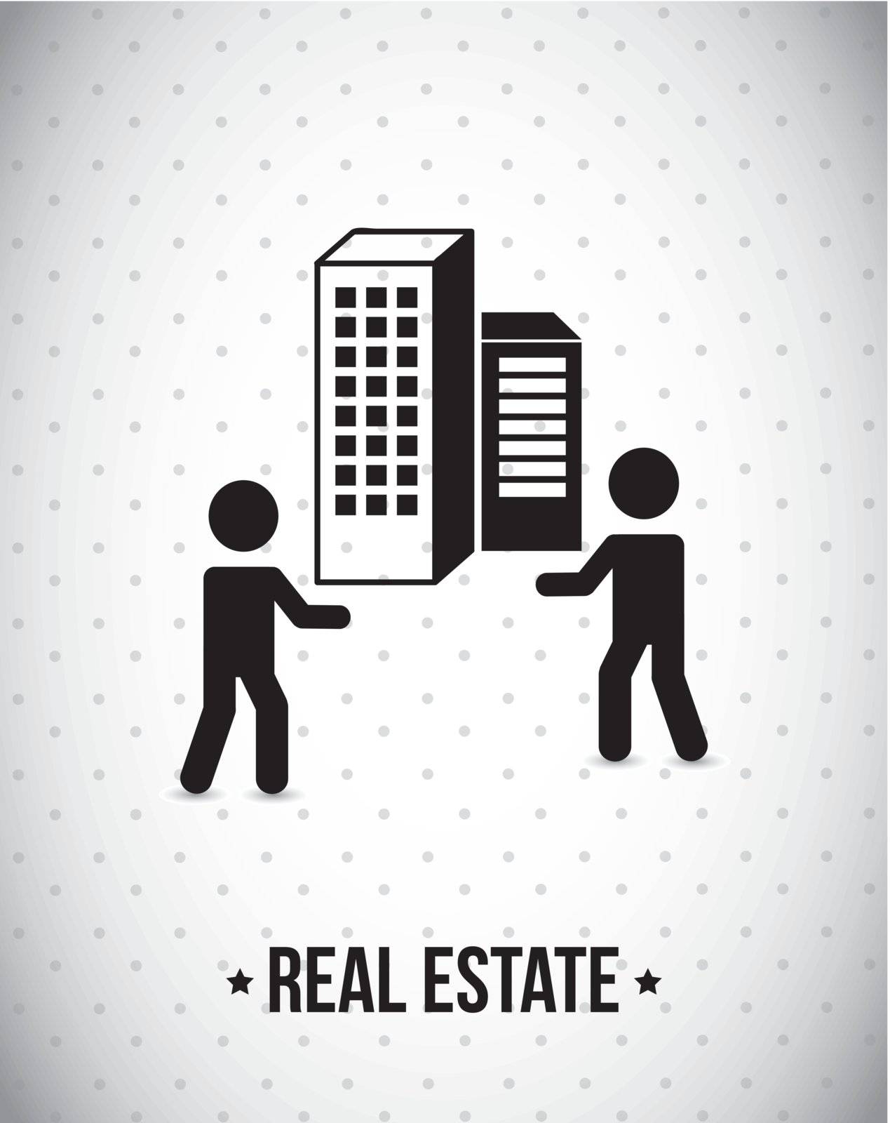 real estate with men over gray background. vector illustration