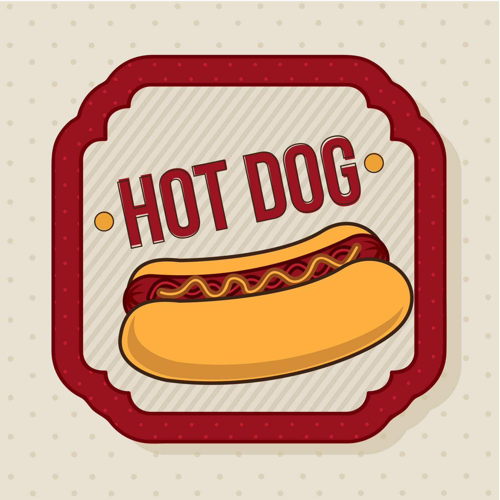 hot dog label over beige background. vector illustration