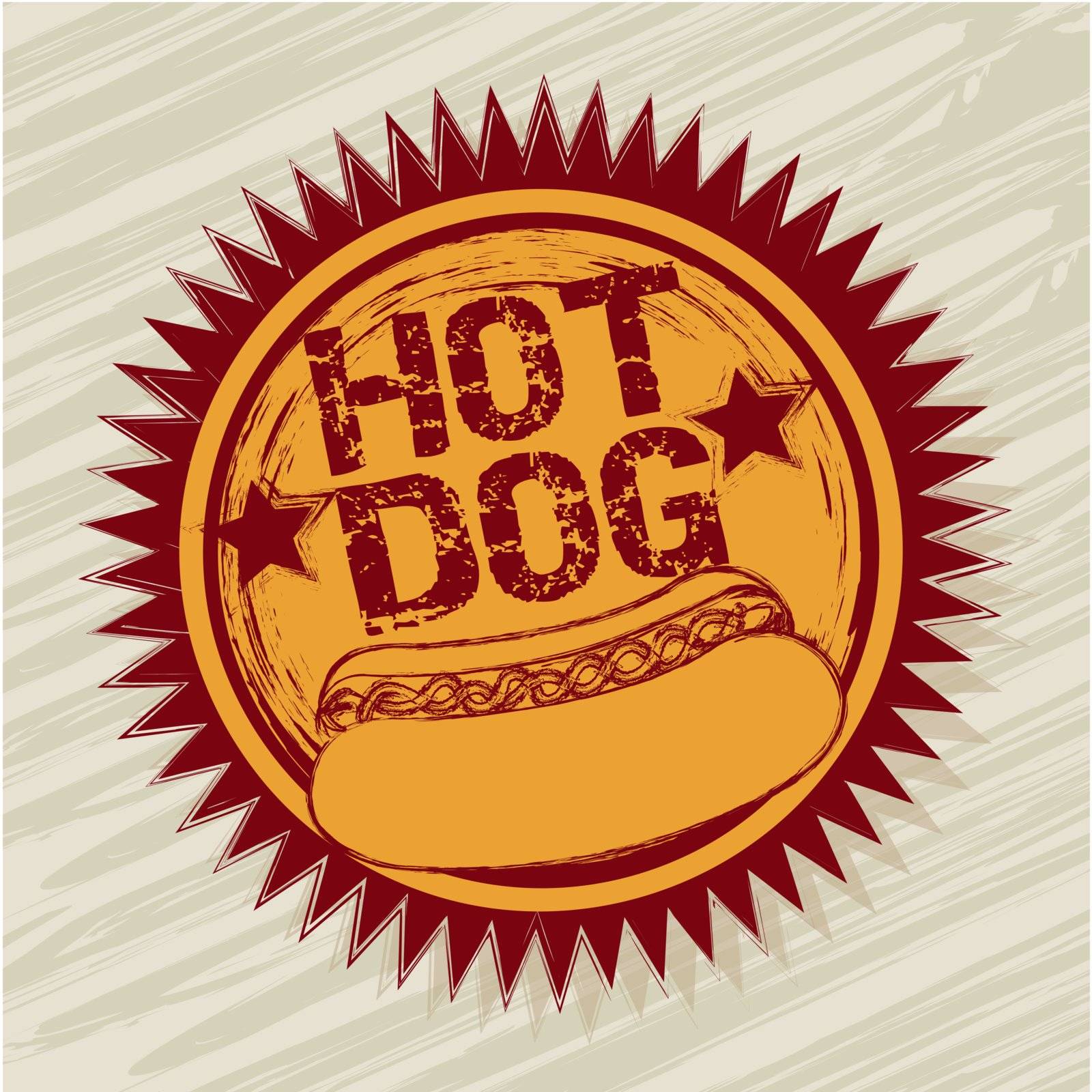 hot dog label over beige background. vector illustration
