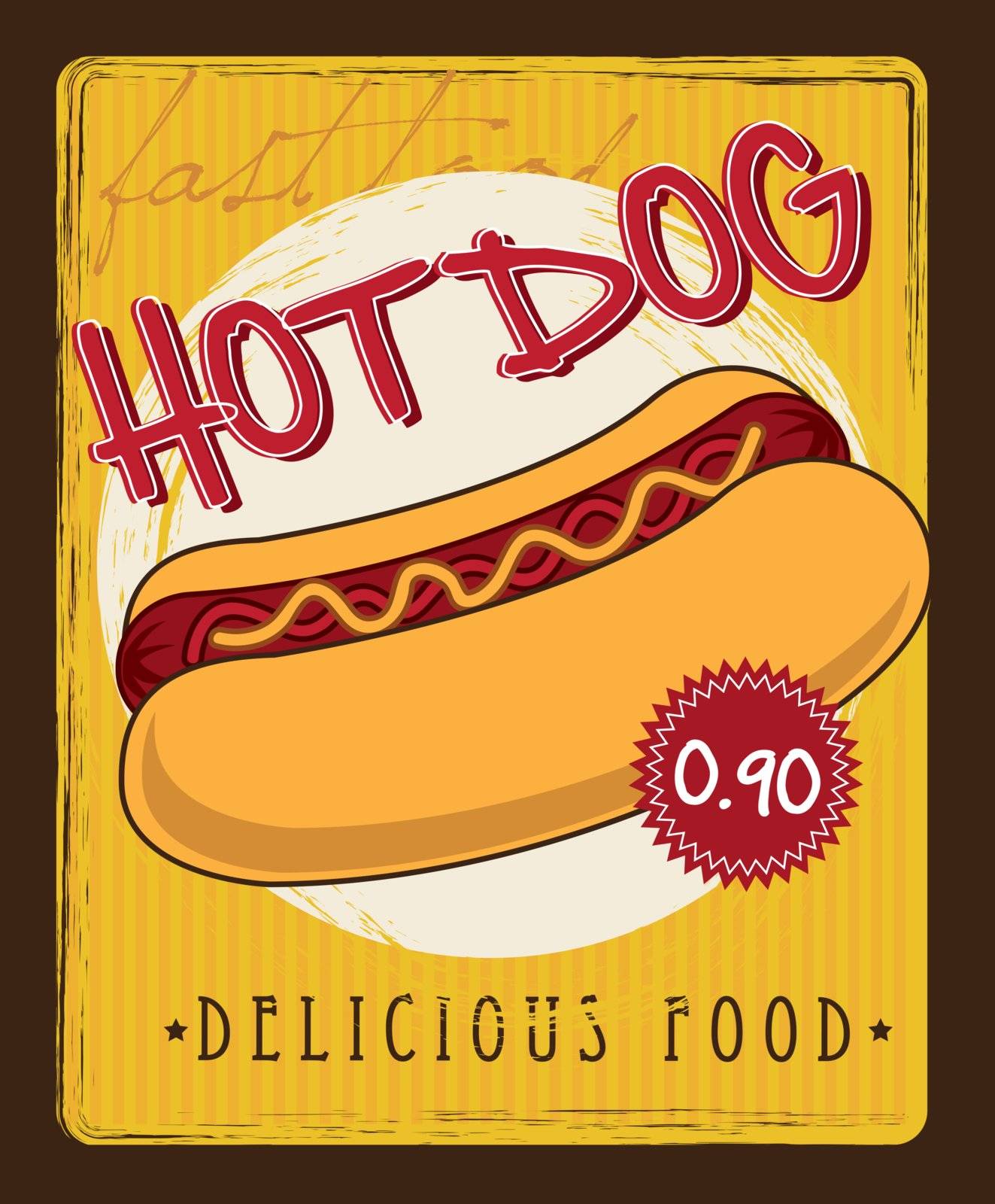 hot dog cartoon over yellow background. vector illustration