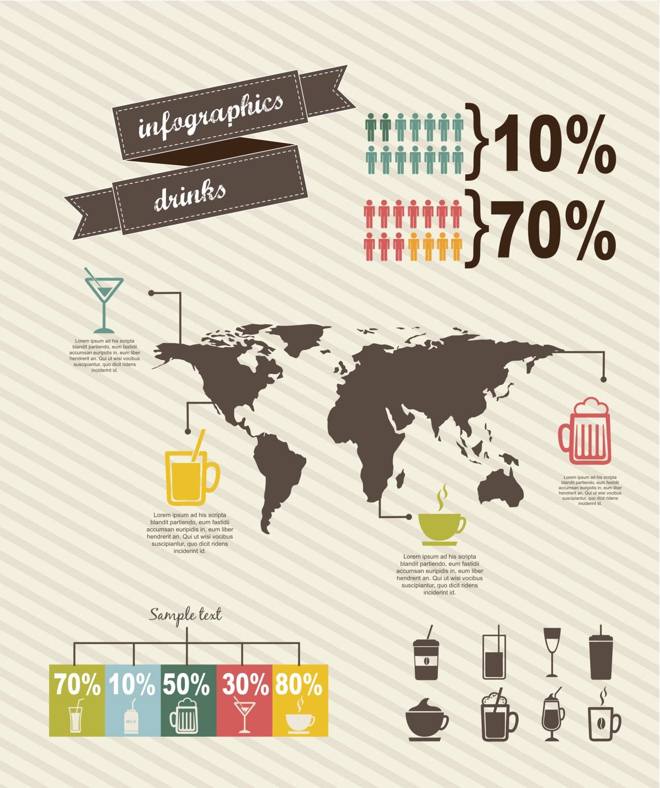 infographics of drinks, vintage style. vector illustration