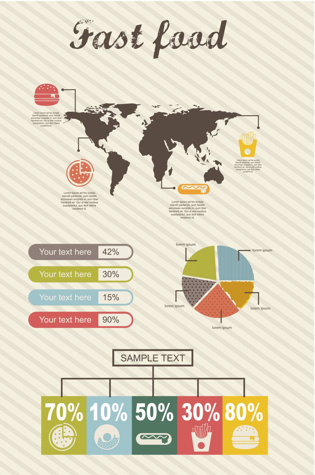 infographics of fast food, vintage style. vector illustration