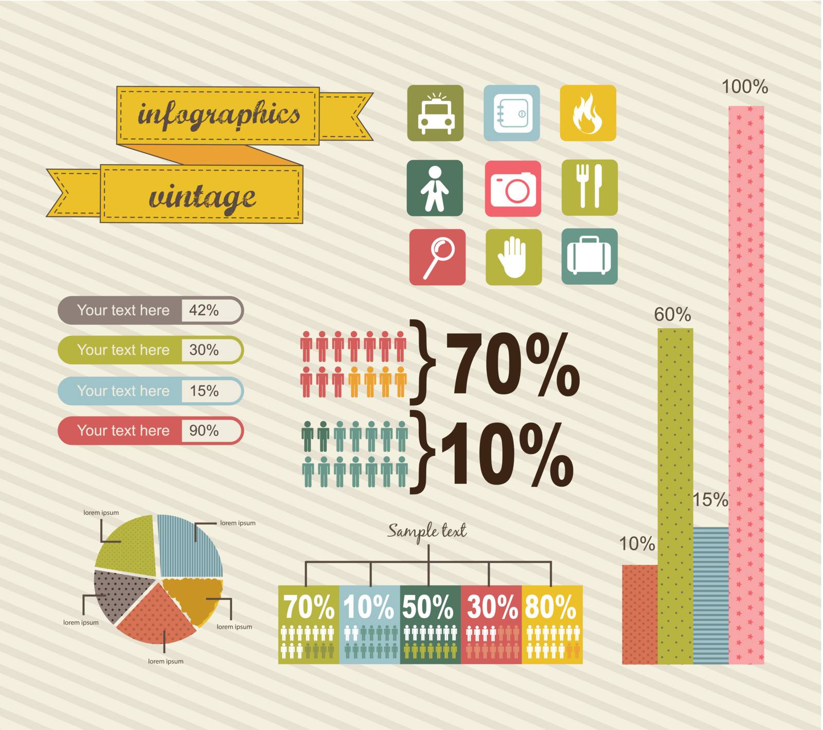 infographics with bar, vintage style. vector illustration