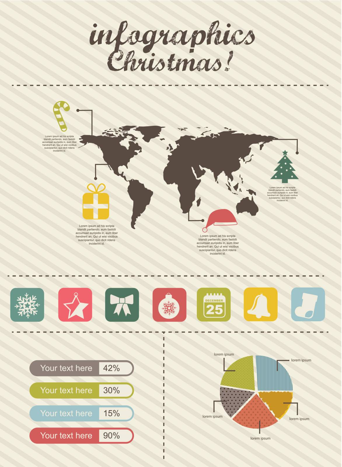 infographics christmas, vintage style. vector illustration