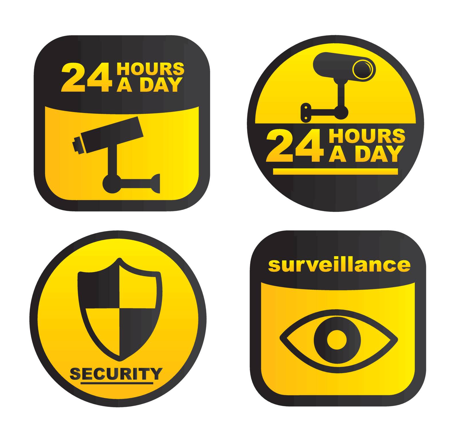 surveillance labels isolated over white background. vector