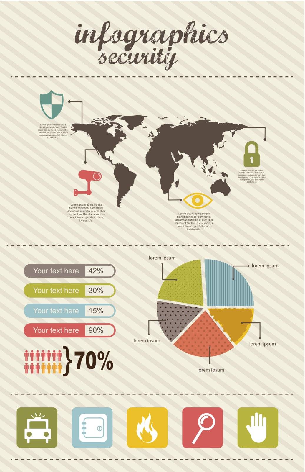 infographics of security, vintage style. vector illustration