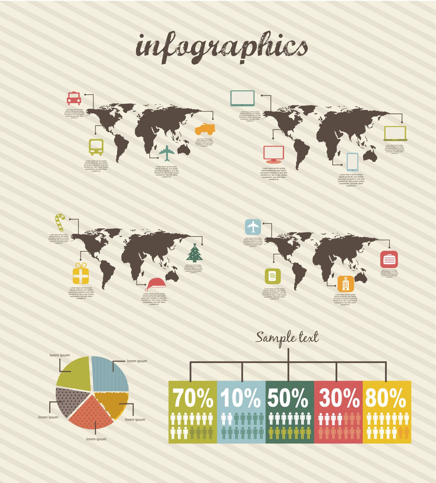 infographics with icons, vintage style. vector illustration