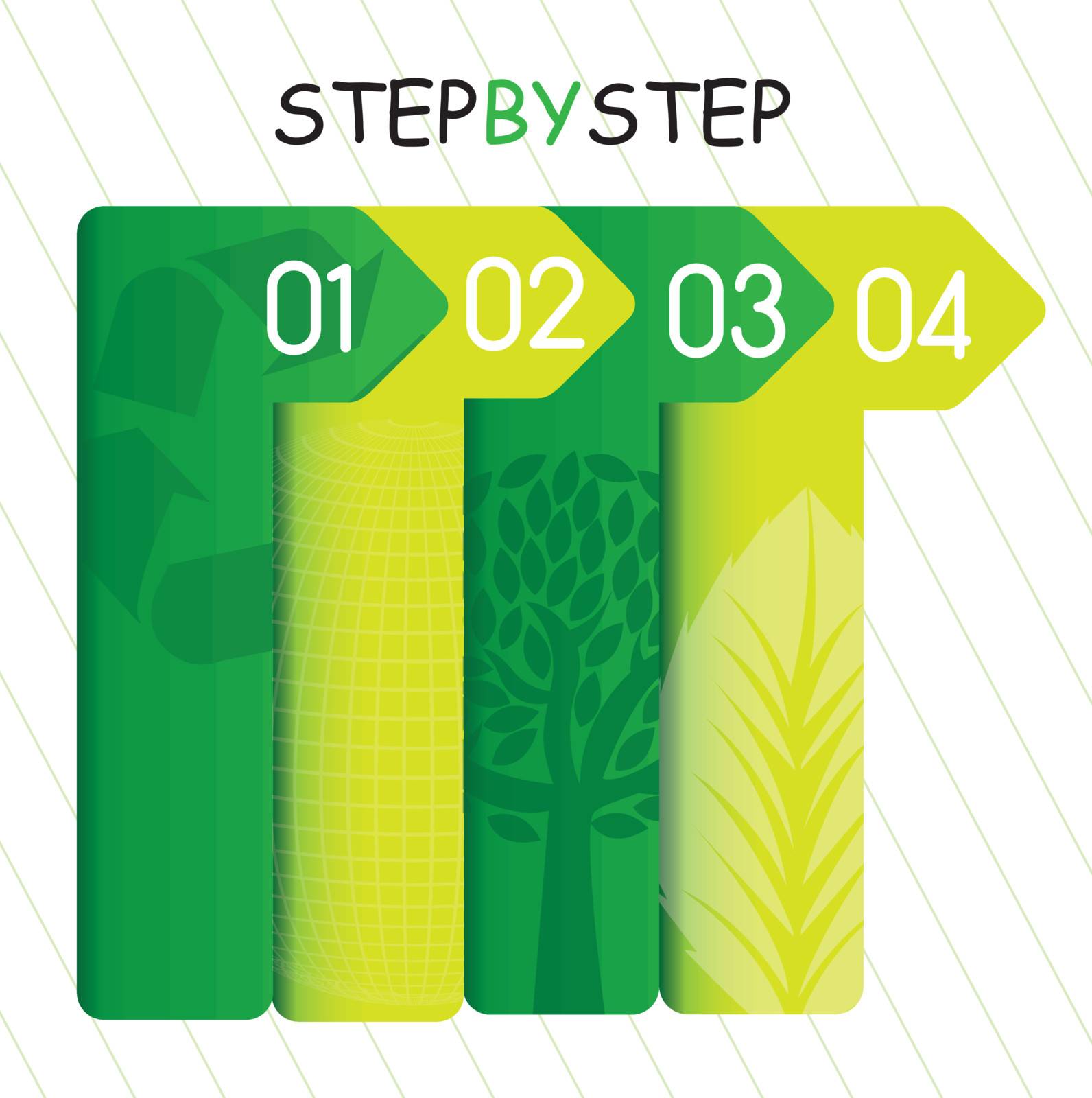 green template of numbers, step by step. vector illustration