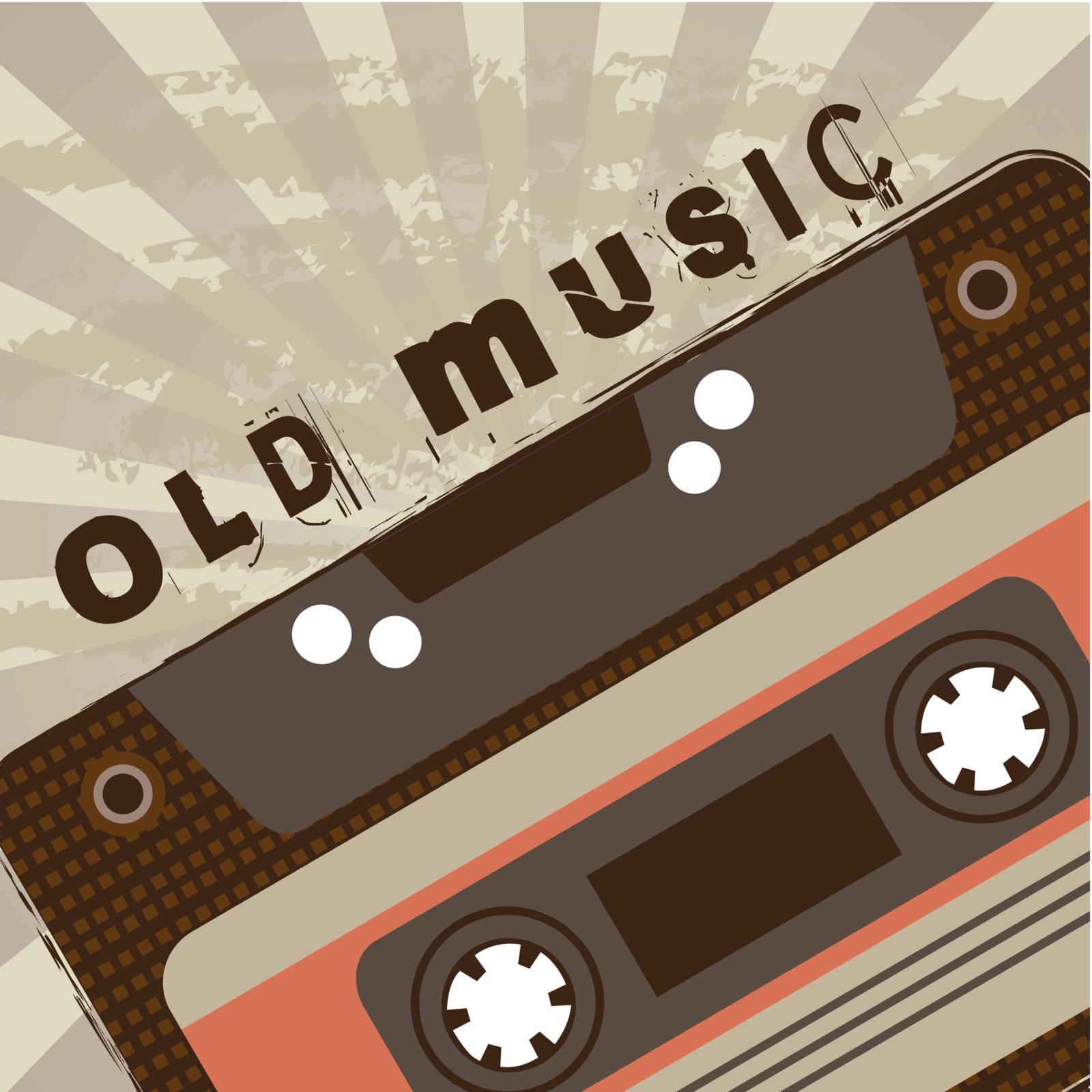 vintage cassette over grunge background. vector illustration