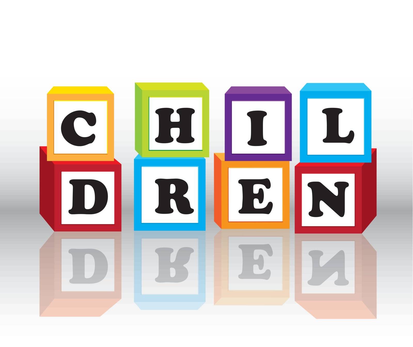 children blocks with shadow over gray background. vector illustration