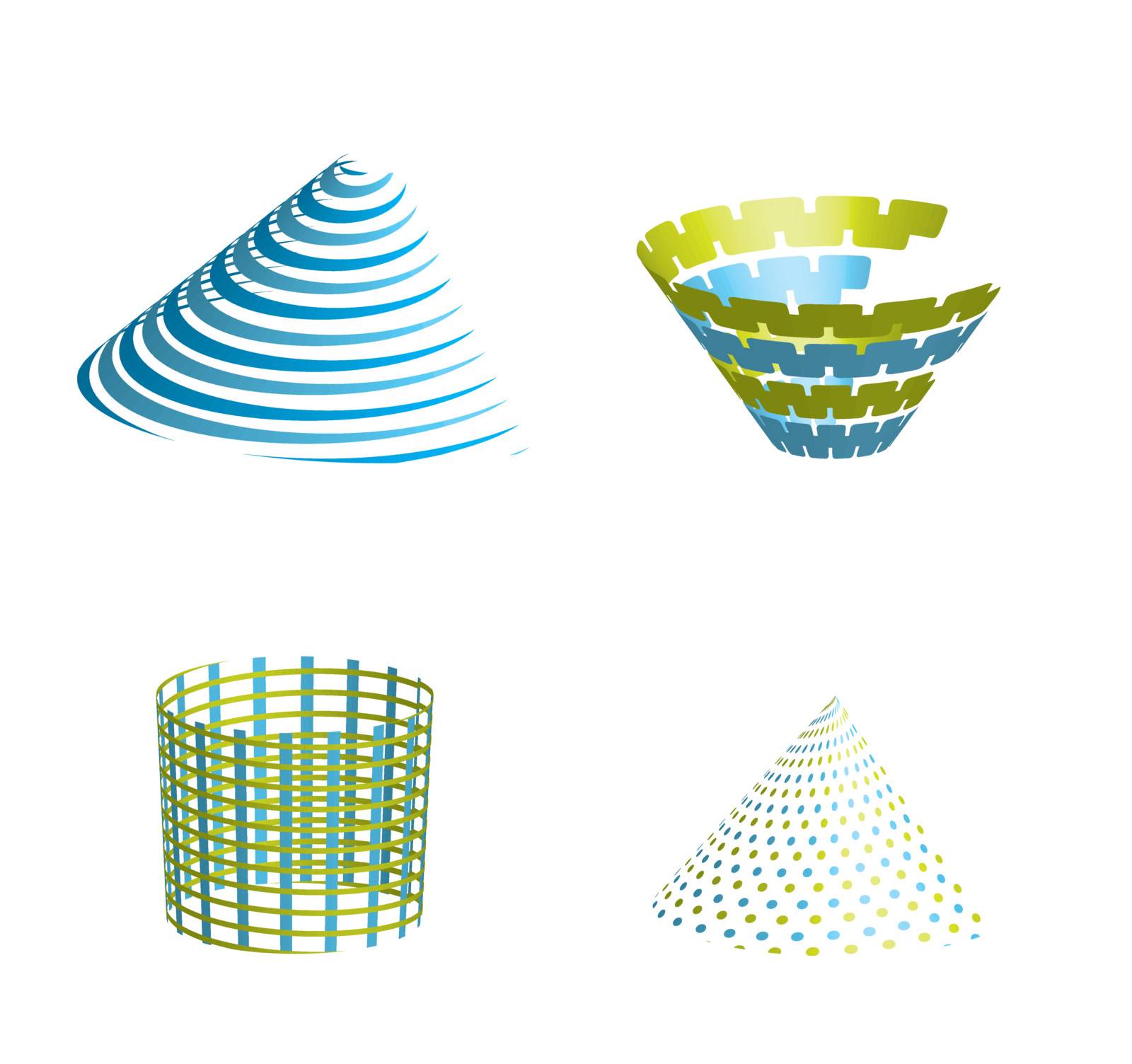 3d set abstract shapes isolated. vector illustration