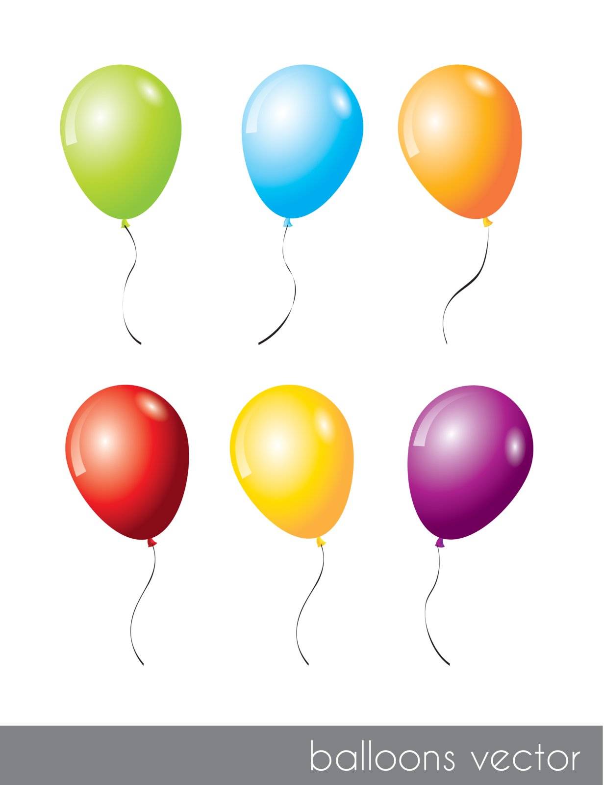 six colorful balloons isolated over white background. vector illustration
