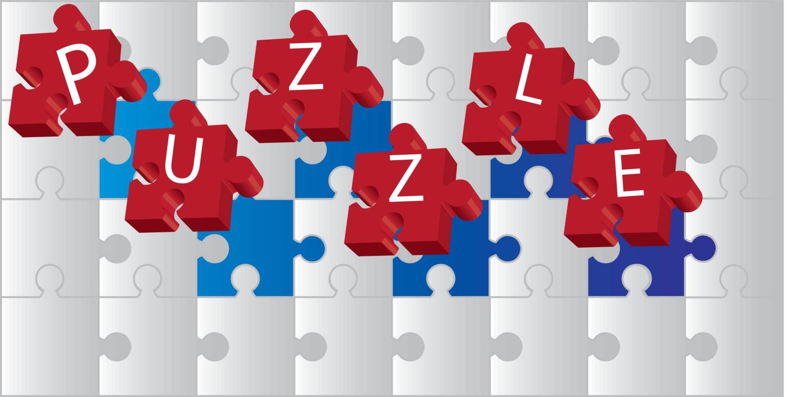 3d red puzzle over gray puzzle. vector illustration