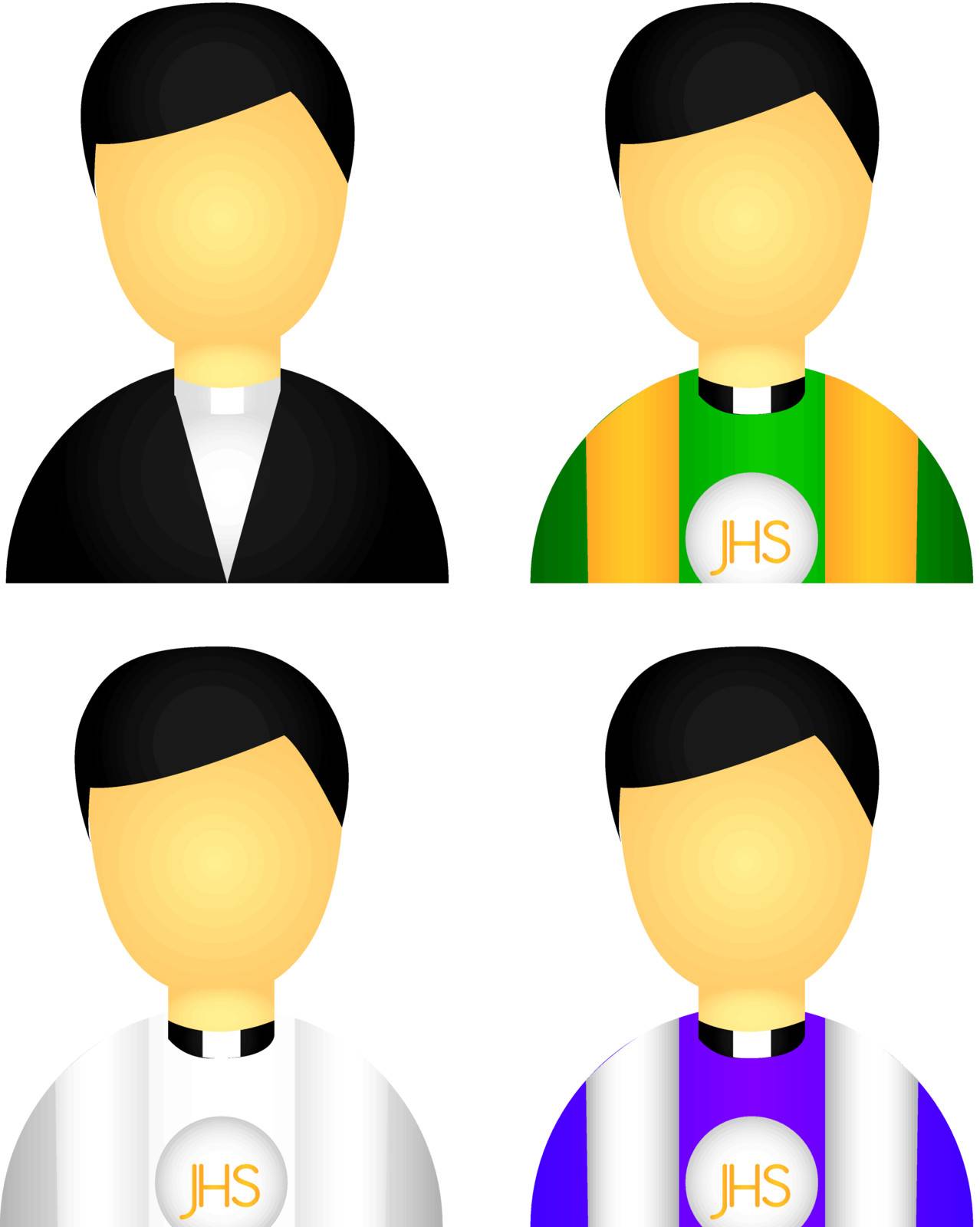 priest icons isolated over white background. vector