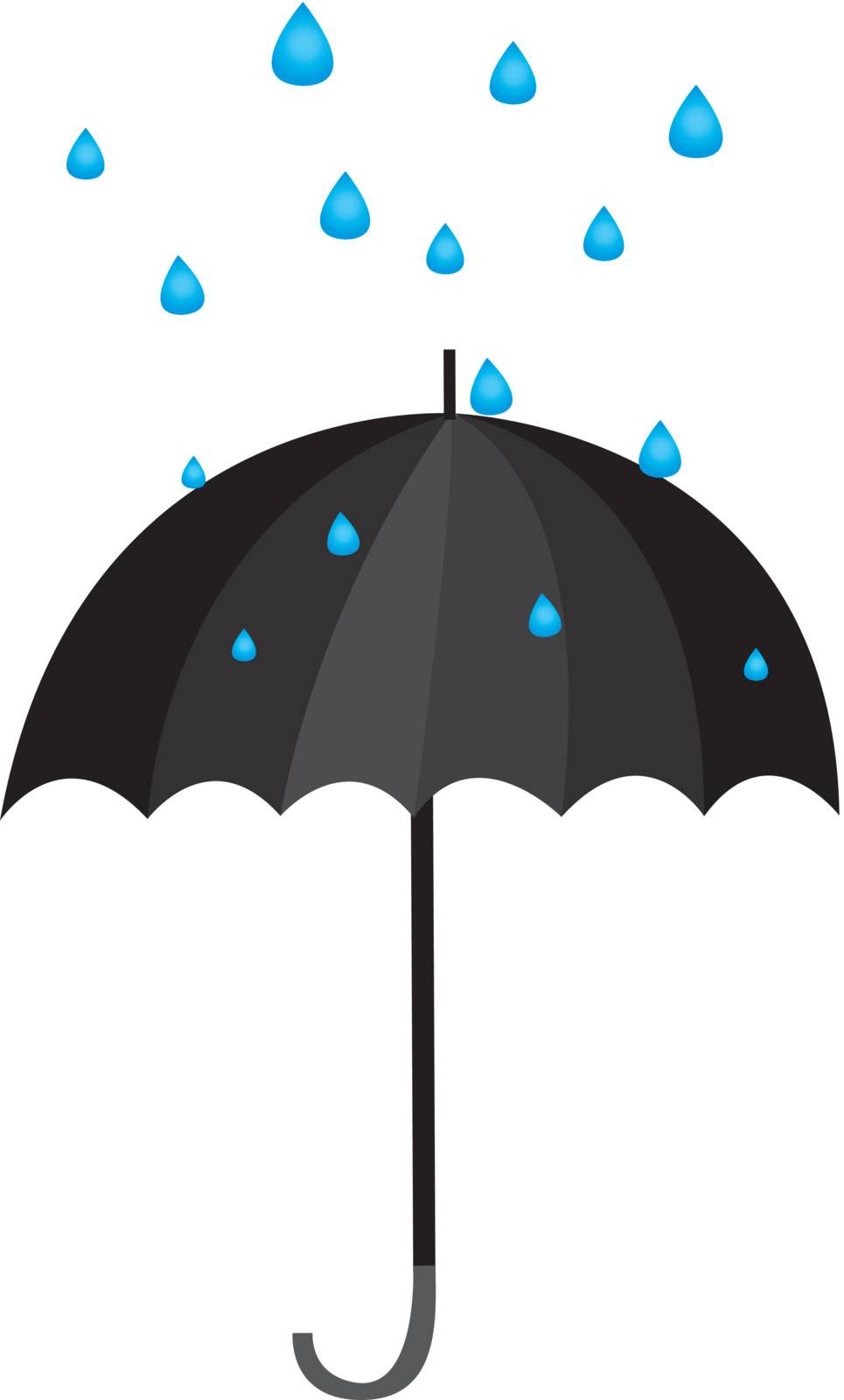 umbrella and water drops cartoon isolated. vector