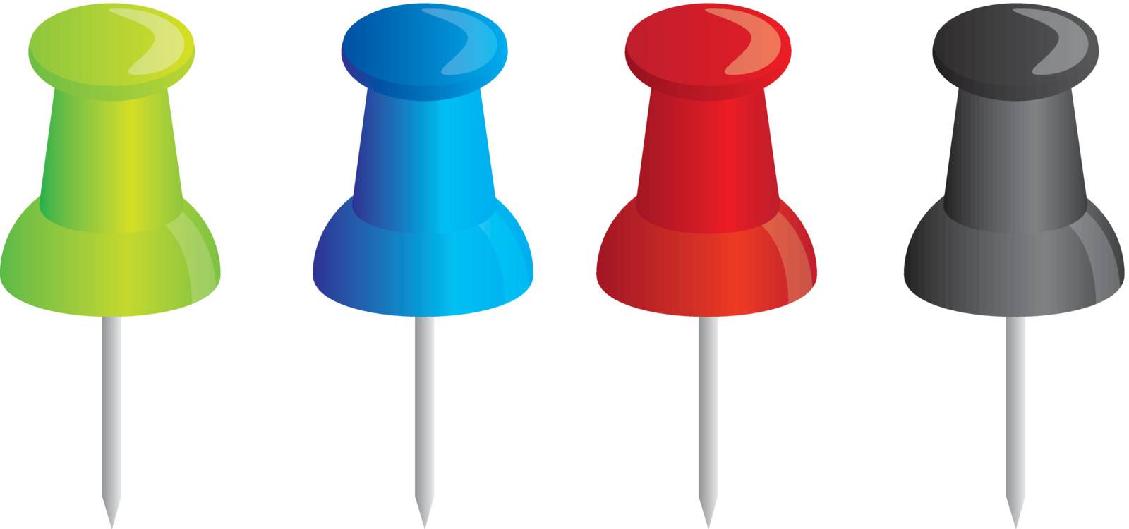 colorful push pin isolated over white background. vector